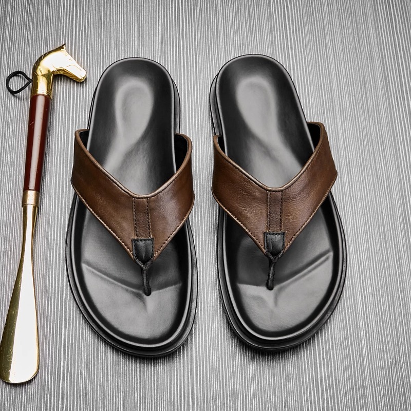 Flip Flop Leather Men - Sandalias de Playa de Verano 2026
