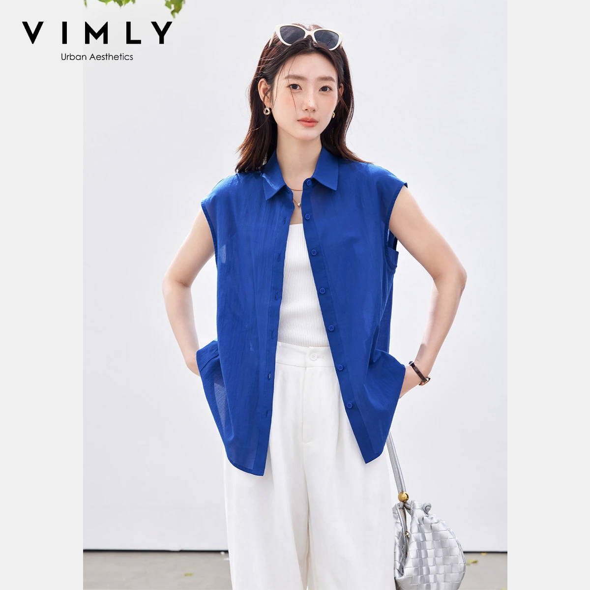 Blusa sin Mangas Minimalista V - Shirt Camp Collar reseña y precio