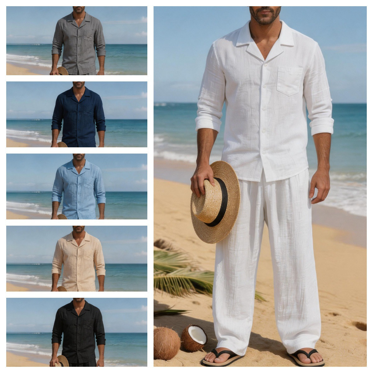 Traje de Playa de Lino para Ho - Linen Shirt Breathable reseña y precio